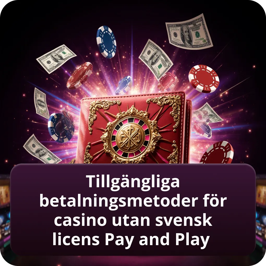 Tillgängliga betalningsmetoder för casino utan svensk licens pay and play